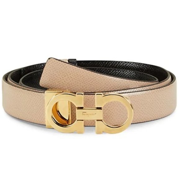 Salvatore Ferragamo Accessories - Ferragamo Double Gancini Reversible Leather Belt